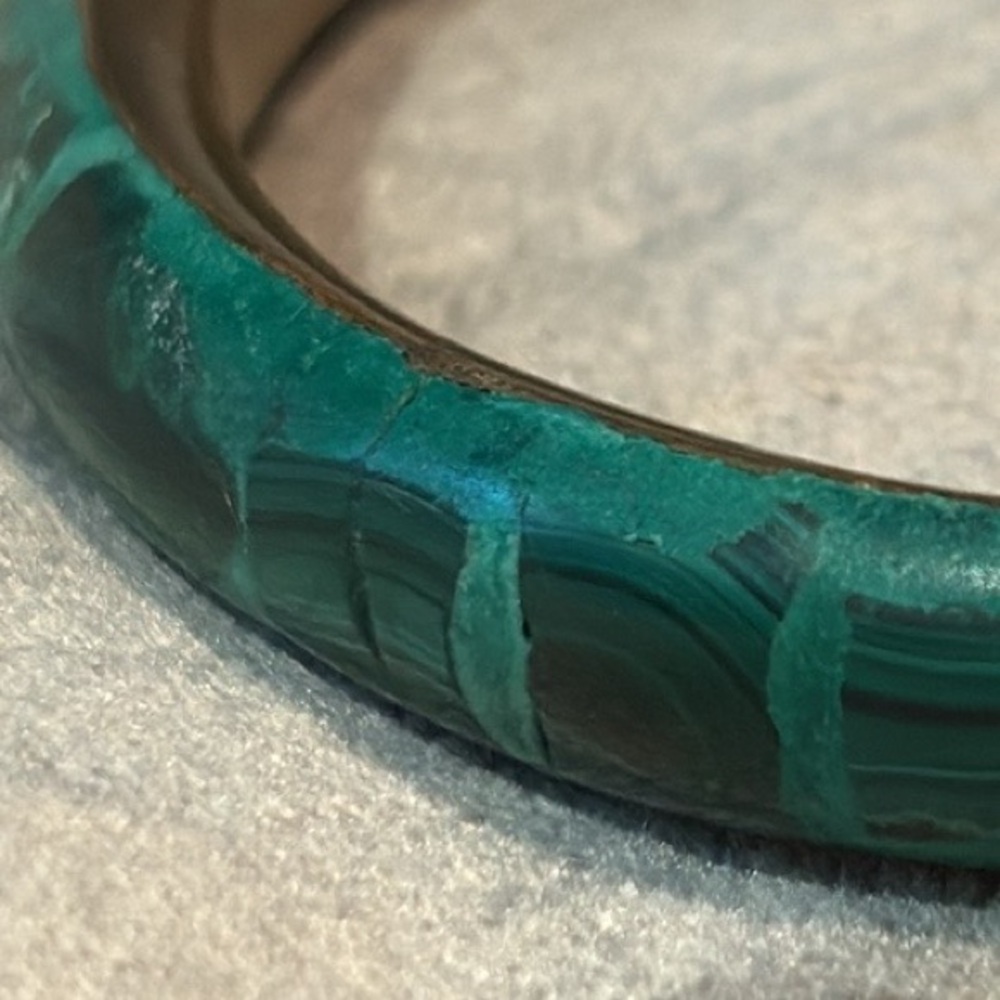 Vintage Green Malachite and Gold Bangle Bracelet